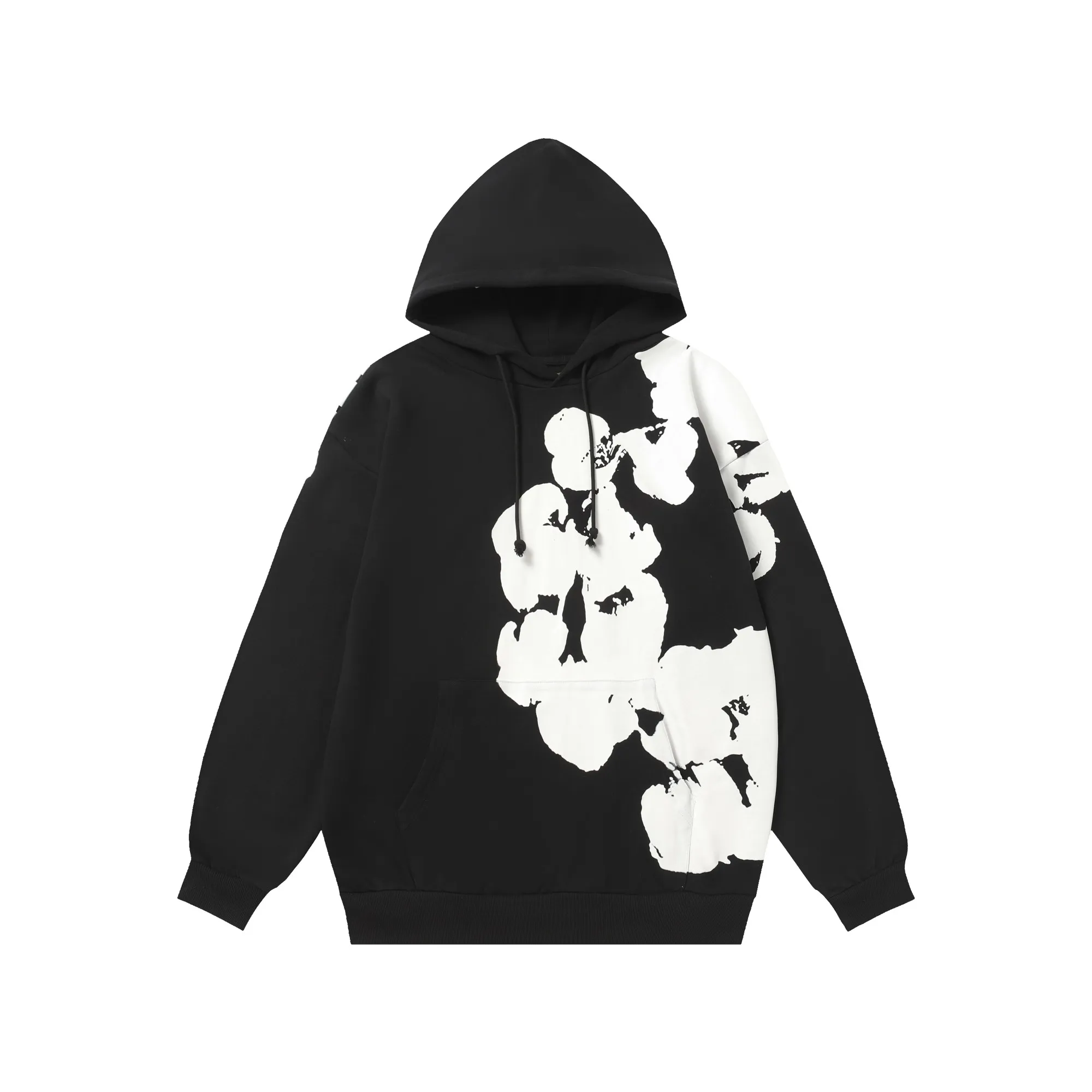 6002# DENIM TEARS Kapok European and American trendy brand high-quality printed hooded sweatshirt set. Terry fabric weighs 380 grams. Threads are customized and dyed in the same color. Color Black Gray Purple Size S-XL